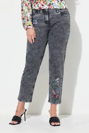 Miamoda Regular-fit-Jeans Jeans Loose Fit Blumen-Stickerei 5-Pocket - Verkäufer: Popken Fashion Group