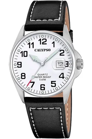 Calypso Quarzuhr Basic K5870/1, Armbanduhr, Herrenuhr, Lederarmband, analog, Tag