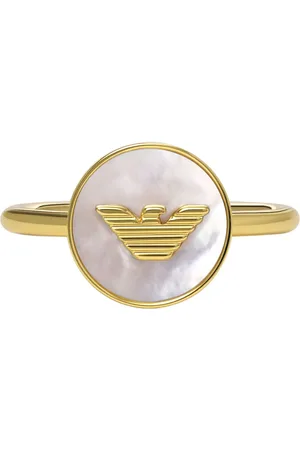 Emporio Armani Fingerring Schmuck Geschenk Edelstahl Ring Center Focal, EGS3142710, mit Perlmutt