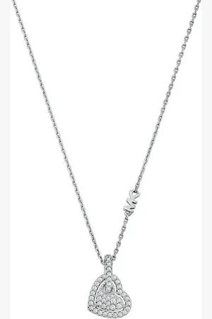 Michael Kors Kette mit Anhänger Schmuck Geschenk Silber 925 Halskette Pavé Herz Charm, MKC1747CZ040, mit Zirkonia (synth)