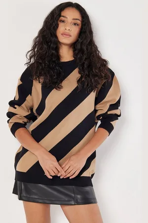 Apricot Strickpullover Diagonal gestreifter Pullover, (1-tlg) im Oversized-Look - Verkäufer: