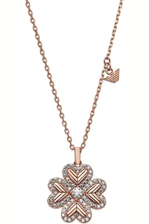 Emporio Armani Kette mit Anhänger Schmuck Geschenk Silber 925 Halskette Kleeblatt, EG3609221, mit Zirkonia (synth)
