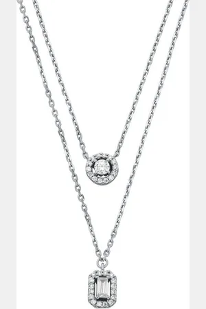 Michael Kors Kette mit Anhänger Schmuck Geschenk Silber 925 Halskette Halo Double Layer, MKC1745CZ040, mit Zirkonia (synth)