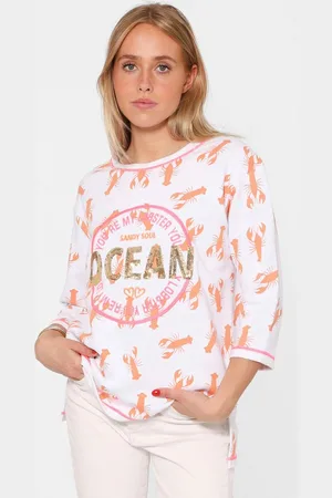 Zwillingsherz Langarmshirt Shirt "Ocean Sandy Soul" mit Zebramuster und Frontmotiv, mit 3/4 Arm