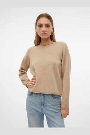 VERO MODA Strickpullover VMGOLD ROLL LS O-NECK PULLOVER GA
