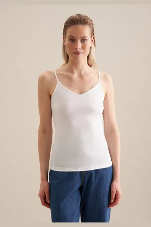 Seidensticker Shirttop Schwarze Rose Ohne Arm V-Neck Uni