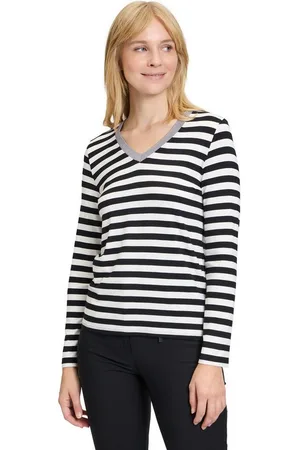 Betty Barclay Kurzarmshirt Ringelshirt mit V-Ausschnitt (1-tlg) Rippbündchen