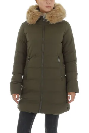 Ital-Design Winterjacke Damen Freizeit (87256335) Kapuze Gefüttert Winterjacke in Olive - Verkäufer: