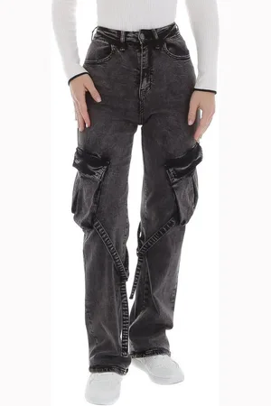 Ital-Design Cargojeans Damen Freizeit (87217127) Used-Look Stretch High Waist Jeans in - Verkäufer: