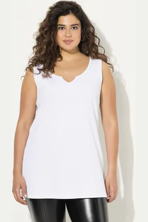 Ulla Popken Longtop Top Rippjersey offenkantig Tunika-Ausschnitt - Verkäufer: Popken Fashion Group