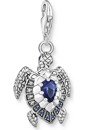 Thomas Sabo Charm-Einhänger Schildkröte mit blauen Steinen, 1897-667-1, mit Glas-Keramik Stein