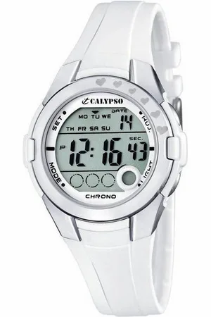 Calypso Quarzuhr Digital Damenuhr K5571-1 Weiss Kunststoffband 38 mm - Verkäufer: Jäckle Uhrenhandel e.K.