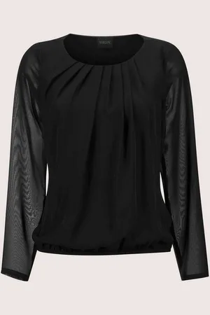 Madeleine Langarmbluse Rundhals-Bluse mit transparenten Ärmeln - Verkäufer: Premio Fashion GmbH
