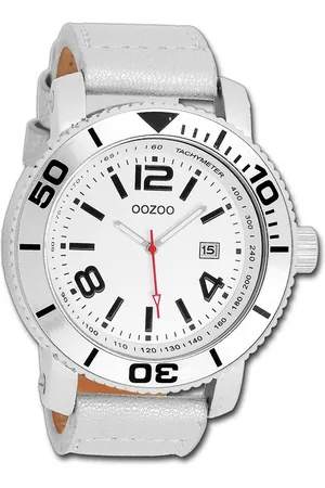 Oozoo Quarzuhr Herren Armbanduhr Timepieces, (Analoguhr), Herrenuhr Lederarmband beige, , rundes Gehäuse, groß (ca. 50mm) - Verkäufer: Fit4Style Silberschmuck - IMPPAC
