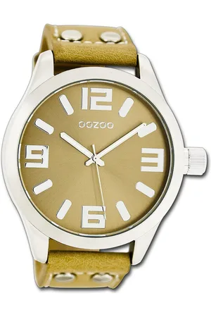 Oozoo Quarzuhr Herren Armbanduhr Timepieces, (Analoguhr), Herrenuhr Lederarmband , rundes Gehäuse, extra groß (ca. 46mm) - Verkäufer: Fit4Style Silberschmuck - IMPPAC