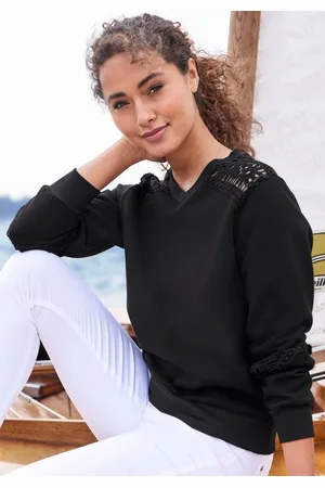 vivance collection Sweatshirt mit Spitzeneinsätzen an Schulter und Ärmel