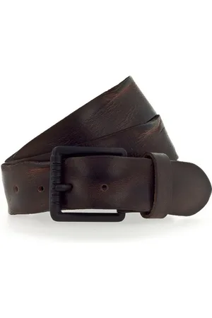 Mustang Ledergürtel gefinishtes Vollleder in Used-Optik, geschwärzte Schnalle, 4 cm