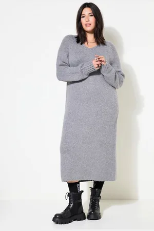 STUDIO UNTOLD Strickkleid Strickkleid Loose Fit Midikleid V-Ausschnitt - Verkäufer: Popken Fashion Group