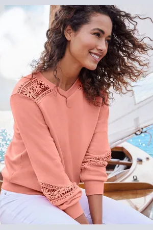 vivance collection Sweatshirt mit Spitzeneinsätzen an Schulter und Ärmel
