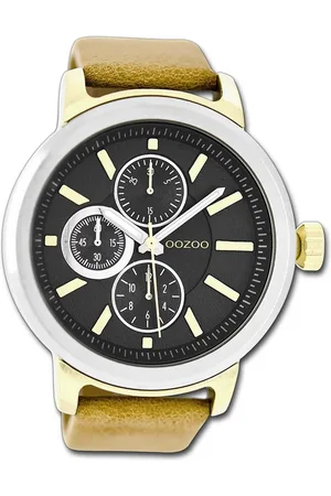 Oozoo Quarzuhr Herren Armbanduhr Timepieces, (Analoguhr), Herrenuhr Lederarmband , rundes Gehäuse, extra groß (ca. 47mm) - Verkäufer: Fit4Style Silberschmuck - IMPPAC