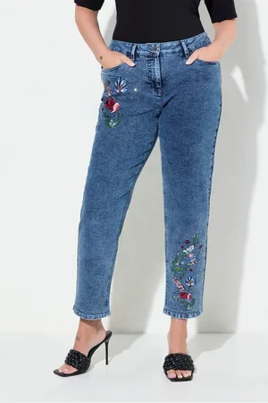Miamoda Regular-fit-Jeans Jeans Loose Fit Blumen-Stickerei 5-Pocket - Verkäufer: Popken Fashion Group