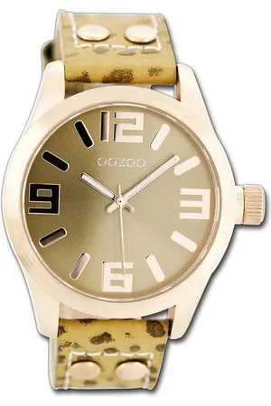 Oozoo Quarzuhr Damen Armbanduhr Timepieces, (Analoguhr), Damenuhr Lederarmband , rundes Gehäuse, groß (ca. 41mm) - Verkäufer: Fit4Style Silberschmuck - IMPPAC