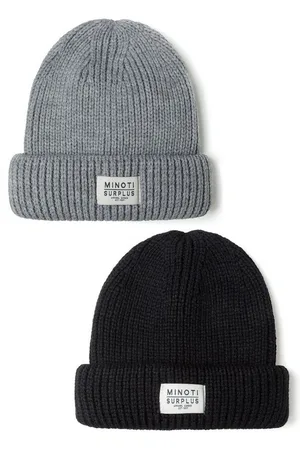 Minoti Beanie Zwei Beanie-Strickmützen mit Aufnäher (2y-14y) - Verkäufer: