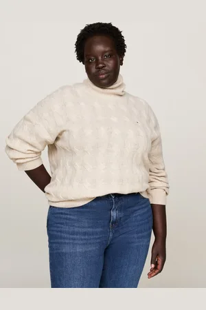 Tommy Hilfiger Rollkragenpullover CRV SOFT WOOL C Sweater in Großen Größen, mit Logostickerei am Ärmel, aus 100% Wolle