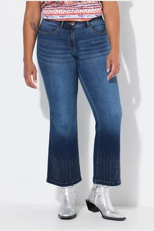 Angel of Style 5-Pocket-Jeans Jeans Flared Fit Glitzersteinchen-Saum 5-Pocket - Verkäufer: Popken Fashion Group