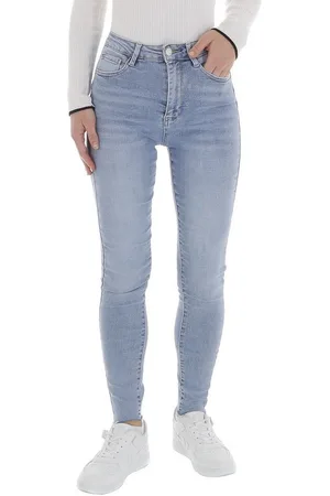 Ital-Design Skinny-fit-Jeans Damen Freizeit (87217148) Destroyed-Look Stretch High Waist Jeans in Hellblau - Verkäufer: