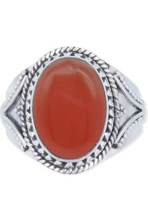 mantraroma Silberring MEKANU aus 925 Silber mit Karneol (Ring mit Schmuckbeutel), Damenring aus 925er Silber - Verkäufer: