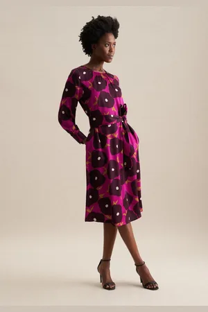 Seidensticker Sommerkleid Schwarze Rose Langarm Rundhals Druck