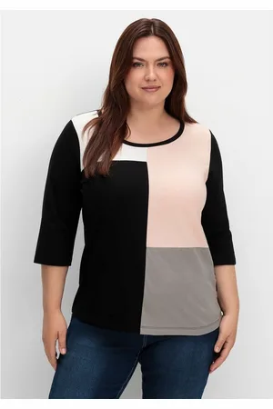Sheego Rundhalsshirt Große Größen mit 3/4-Ärmeln und Grafikprint vorn