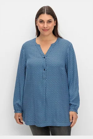 Sheego Longtunika Große Größen mit Minimaldruck und Knopfleiste