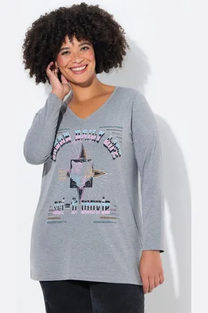 Angel of Style T-Shirt T-Shirt Straight Fit Löwenlkopf-Motiv Langarm - Verkäufer: Popken Fashion Group