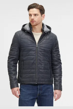 Mauritius Lederjacke GMLyman mit Kapuze, modische Steppung