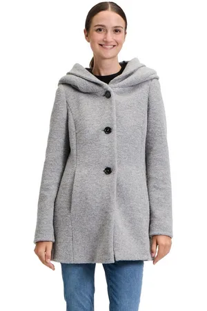 AMBER & JUNE Kurzjacke Kurzmantel mit Kapuze