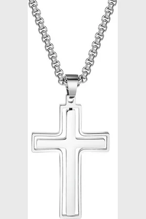 Karma Kreuzkette Herrenkette Halskette mit Anhänger Edelstahl Kreuz Silber Schwarz (Kette mit Anhänger), Herrenschmuck Männerschmuck Geschenk für Ihn Kreukette - Verkäufer: Sanixa
