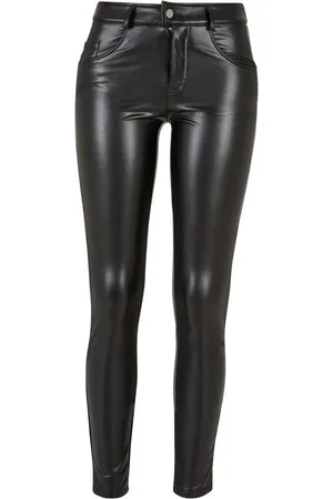 Urban classics Stoffhose Damen Ladies Mid Waist Synthetic Leather Pants (1-tlg)