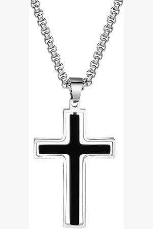 Karma Kreuzkette Herrenkette Halskette mit Anhänger Edelstahl Kreuz Silber Schwarz (Kette mit Anhänger), Herrenschmuck Männerschmuck Geschenk für Ihn Kreukette - Verkäufer: Sanixa