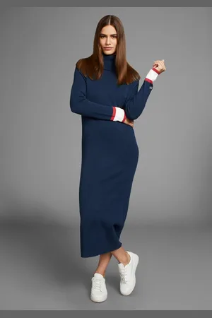 Daniel Hechter Strickkleid wadenlang, mit Rollkragen, aus Viskosemischung, lange Raglanärmel