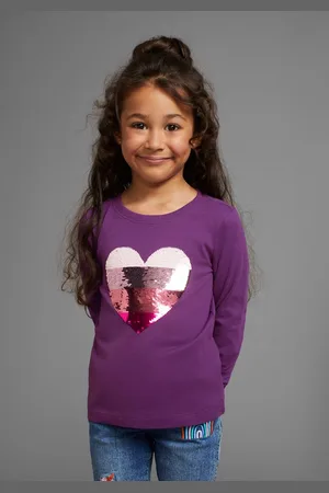 Kidsworld Langarmshirt, mit Paillettenherz zum Wenden Langarm, Basic-Passform, mit glitzernden Pailletten