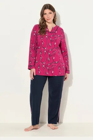 Ulla Popken Pyjama Pyjama floraler Druck V-Ausschnitt Langarm - Verkäufer: Popken Fashion Group