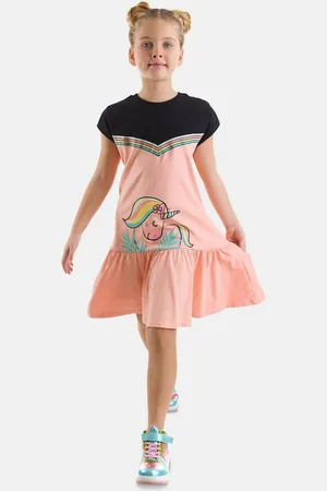 Denokids Shirtkleid Flower Unicorn mit süßem Einhorn-Aufdruck