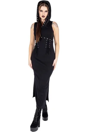 Vixxsin Maxikleid Cora Kapuzenkleid Nieten Schnürung Geschlitzt - Verkäufer: Schompi Trading e.K.