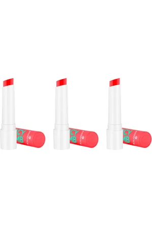 Essence Lippenbalsam JUICY BOMB glossy butter balm, 3-tlg., mit fruchtigem Duft