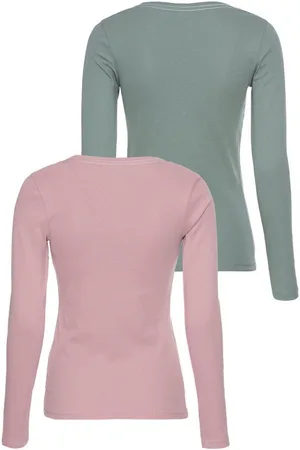 KangaROOS Langarmshirt (Packung, 2-tlg., 2er-Pack) Langarm, unifarben oder meliert, Rundhalsausschnitt