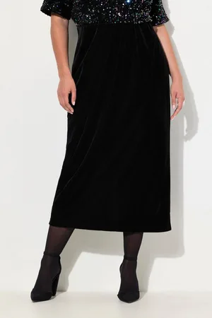 Ulla Popken Midirock Samtrock Slim Elastikbund Saumschlitz - Verkäufer: Popken Fashion Group