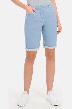 Recover pants Jeansbermudas CARLA mit filigraner Bordürenstickerei