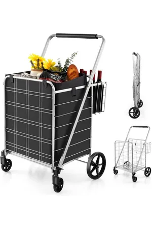 Costway Einkaufstrolley, mit abnehmbarer Tasche, 2 Körben, bis 150kg kalppbar - Verkäufer: FDS GmbH